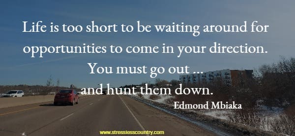 Life is too short to be waiting around for opportunities to come in your direction. You must go out ... and hunt them down.