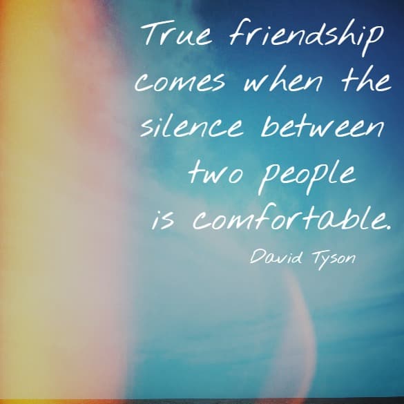 True friendship comes when the silence between two people is comfortable.