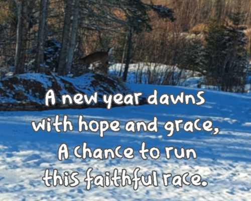 A new year dawns with hope and grace, A chance to run this faithful race. 