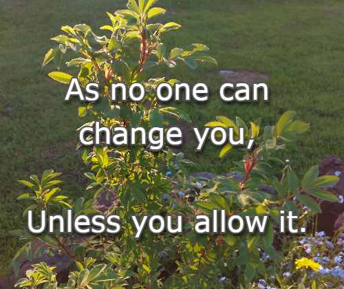 as no one can change you, unless you allow it,