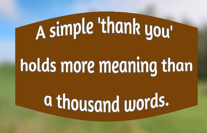 A simple 'thank you' holds more meaning than a thousand words.