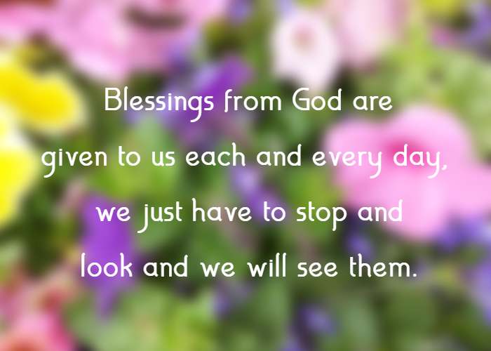 Blessings from God are given to us each and every day, we just have to stop and look and we will see them.