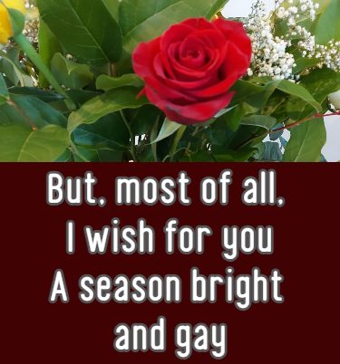 But, most of all, I wish for you A season bright and gay