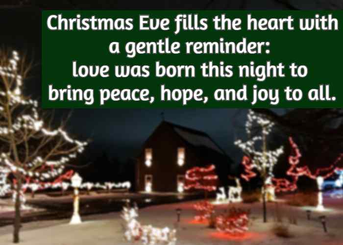 Christmas Eve fills the heart with a gentle reminder: love was born this night to bring peace, hope, and joy to all.