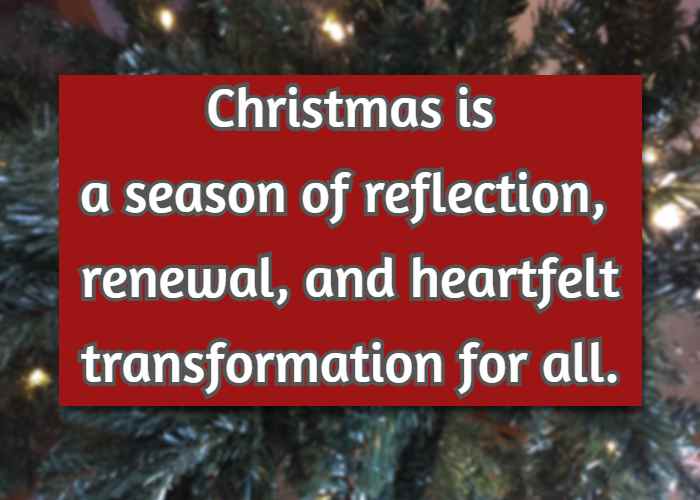 Christmas is a season of reflection, renewal, and heartfelt transformation for all.