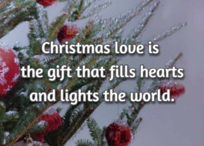 Christmas love is the gift that fills hearts and lights the world.