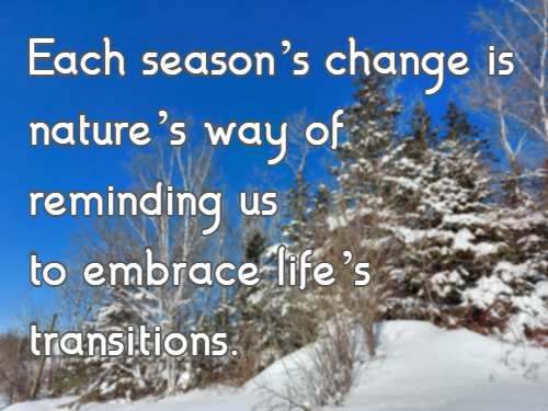 Each season’s change is nature’s way of reminding us to embrace life’s transitions.