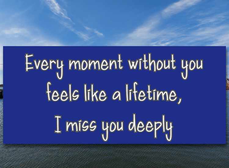 Every moment without you feels like a lifetime, I miss you deeply