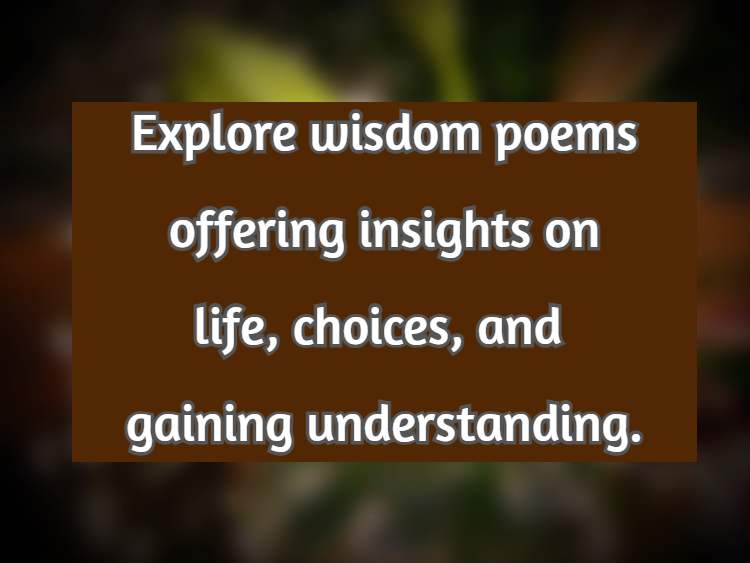 Explore wisdom poems offering insights on life, choices, and gaining understanding.