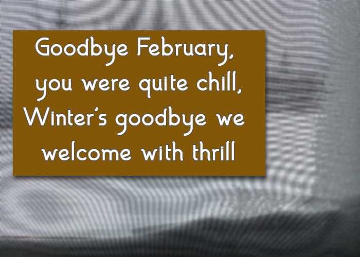 Goodbye February, you were quite chill, Winter's goodbye we welcome with thrill