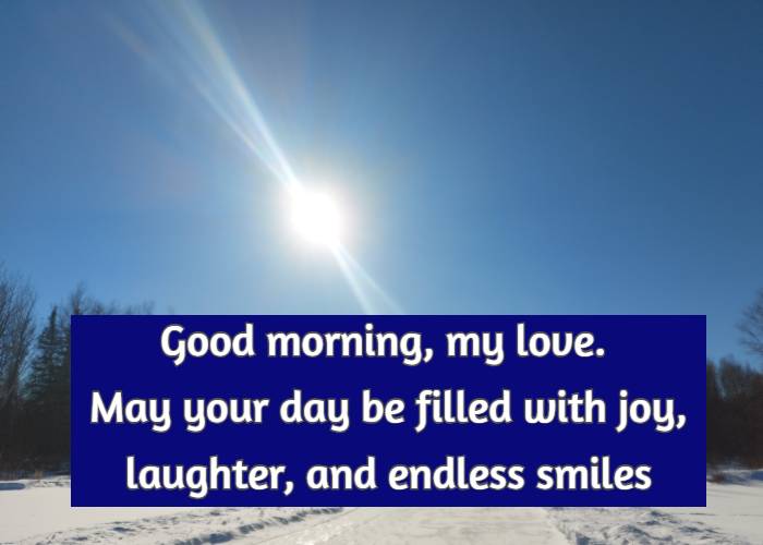 Good morning, my love. May your day be filled with joy, laughter, and endless smiles.