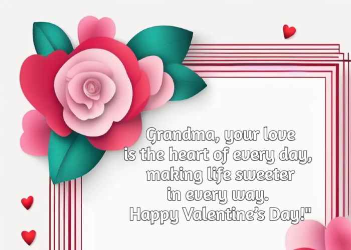 Grandma, your love is the heart of every day, making life sweeter in every way. Happy Valentine’s Day!