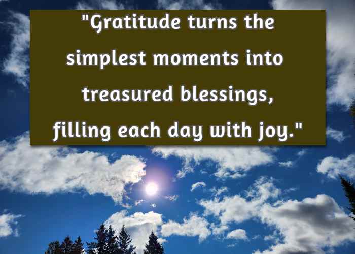 Gratitude turns the simplest moments into treasured blessings, filling each day with joy