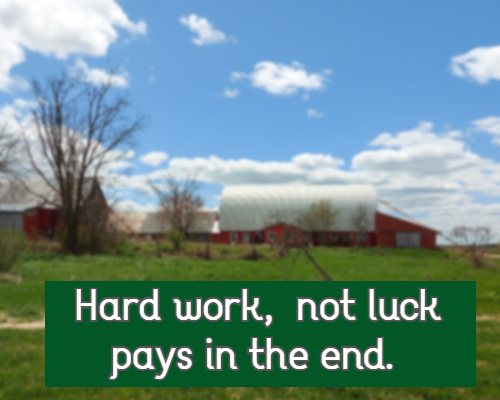 hard work, not luck pays in the end