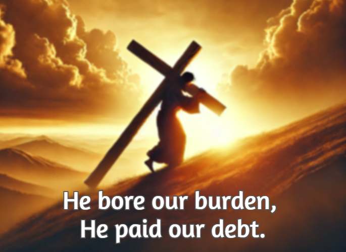 He bore our burden, He paid our debt.