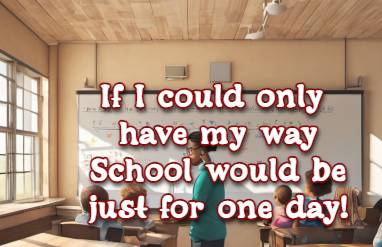 If I could only have my way School would be just for one day!