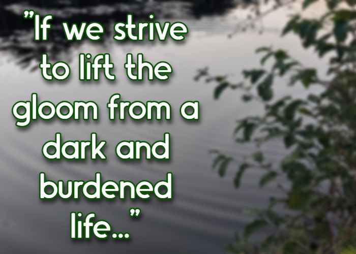 If we strive to lift the gloom from a dark and burdened life...