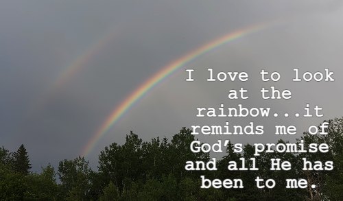 I love to look at the rainbow...it reminds me of God’s promise and all He has been to me.