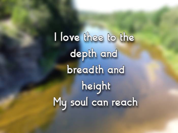 I love thee to the depth and breadth and height My soul can reach