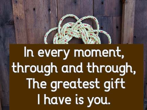 In every moment, through and through, The greatest gift I have is you. 