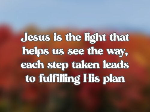 Jesus is the light that helps us see the way, each step taken leads to fulfilling His plan