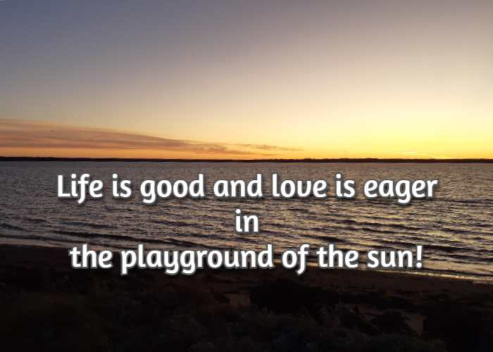 Life is good and love is eager in the playground of the sun!