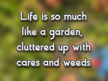 Life is so much like a garden, cluttered up with cares and weeds