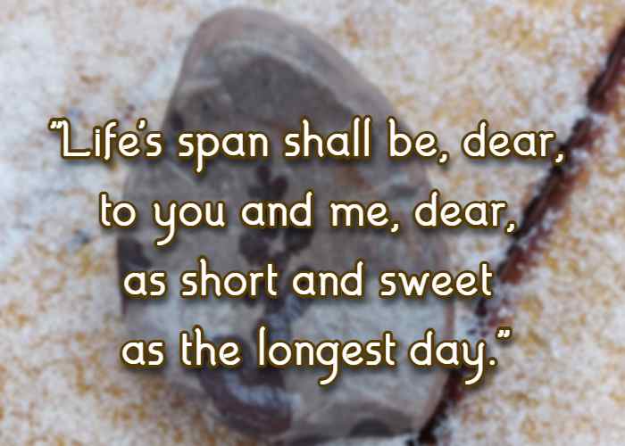 Life's span shall be, dear, to you and me, dear, as short and sweet as the longest day.