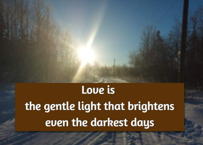 Love is the gentle light that brightens even the darkest days