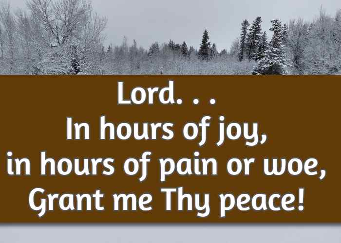 Lord. . . In hours of joy, in hours of pain or woe, Grant me Thy peace! 