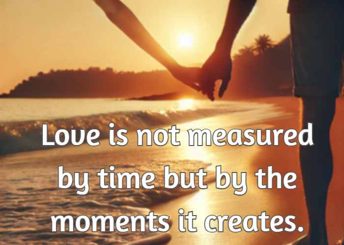 Love is not measured by time but by the moments it creates.