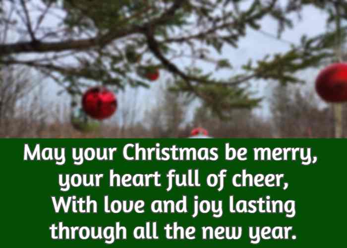 May your Christmas be merry, your heart full of cheer, With love and joy lasting through all the new year.