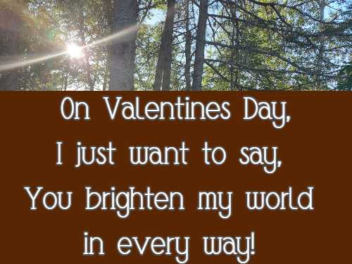 On Valentine’s Day, I just want to say, You brighten my world in every way!