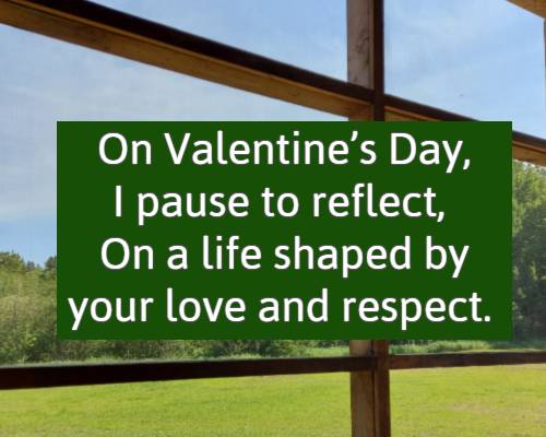 On Valentine’s Day, I pause to reflect, On a life shaped by your love and respect.