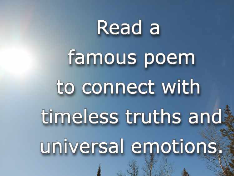 Read a famous poem to connect with timeless truths and universal emotions.