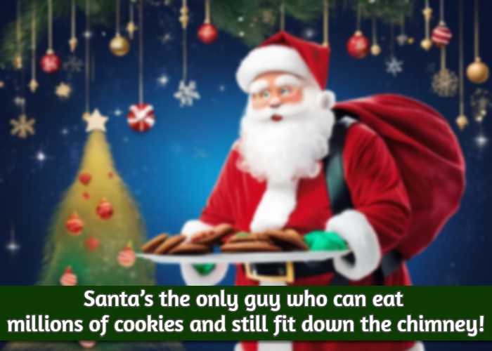 Santa’s the only guy who can eat millions of cookies and still fit down the chimney!