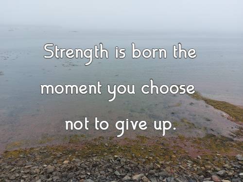 Strength is born the moment you choose not to give up.