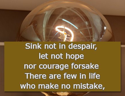 Sink not in despair, let not hope nor courage forsake There are few in life who make no mistake