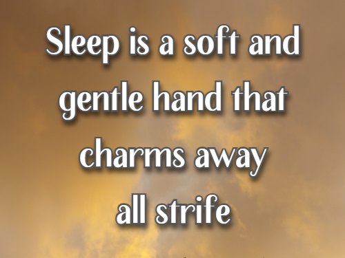 Sleep is a soft and gentle hand that charms away all strife