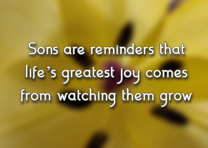 Sons are reminders that life’s greatest joy comes from watching them grow