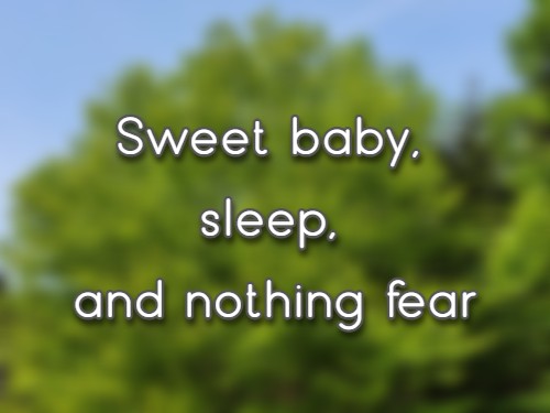 Sweet baby, sleep, and nothing fear