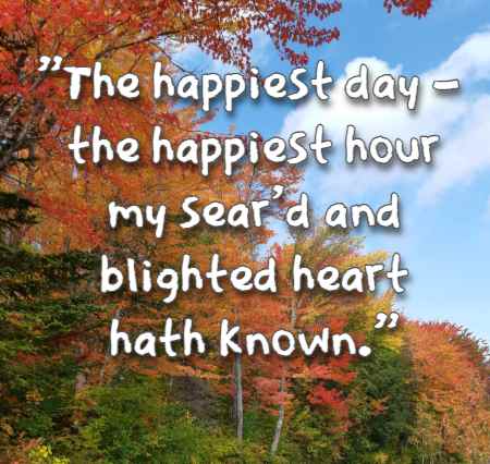 The happiest day - the happiest hour my sear'd and blighted heart hath known