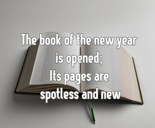 The book of the new year is opened; Its pages are spotless and new 