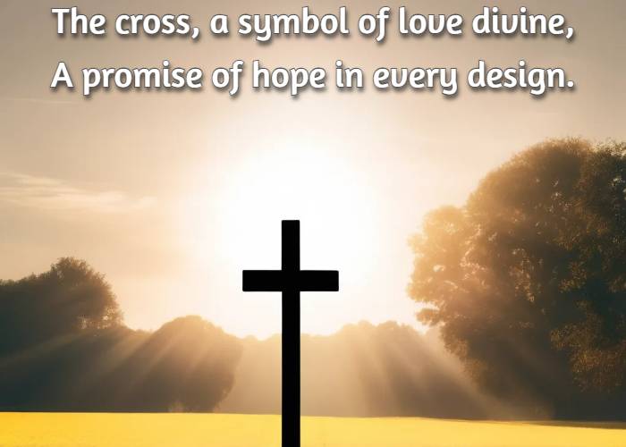 The cross, a symbol of love divine, A promise of hope in every design.