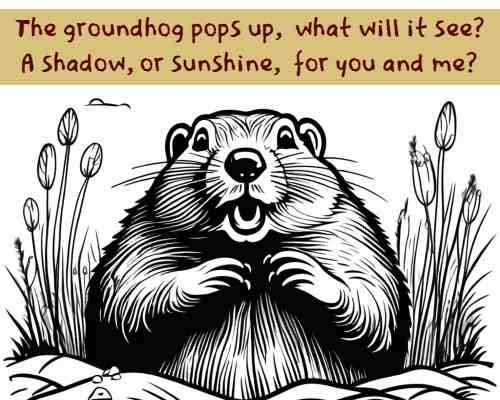 The groundhog pops up, what will it see? A shadow, or sunshine, for you and me?