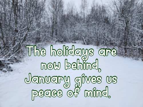 The holidays are now behind, January gives us peace of mind.