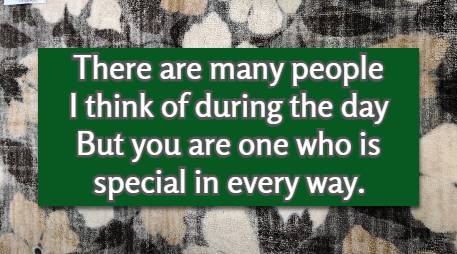 There are many people I think of during the day But you are one who is special in every way.