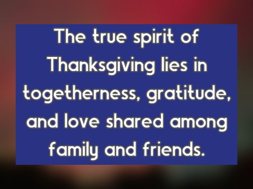 the true spirit of Thanksgiving lies in togetherness, gratitude, and love shared among family and friends.