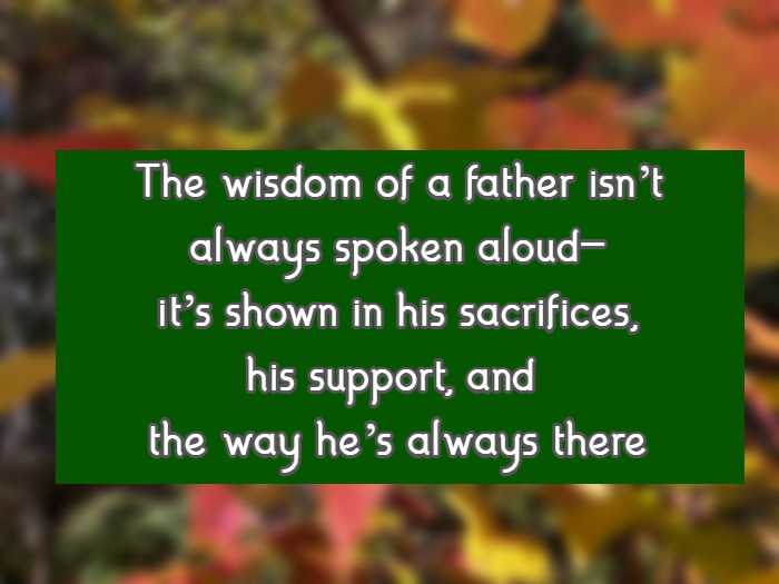 The wisdom of a father isn’t always spoken aloud—it’s shown in his sacrifices, his support, and the way he’s always there