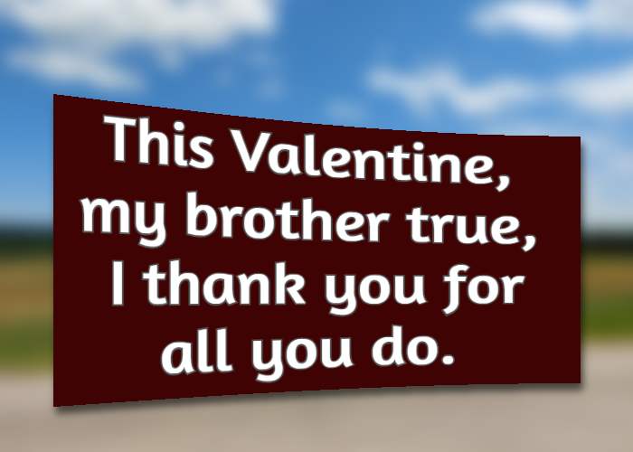 This Valentine, my brother true, I thank you for all you do. 